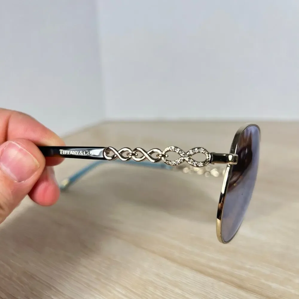 Tiffany & Co TF3049-B 6091/64 Sunglasses Pilot Gold Frames READ DESC 58-12-140